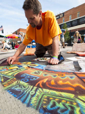 2012 Denver Chalk Art Festival on Larimer Square. Denver, Colorado.のeditorial素材