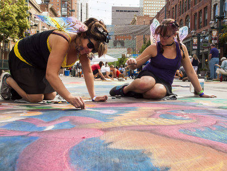 2012 Denver Chalk Art Festival on Larimer Square. Denver, Colorado.のeditorial素材