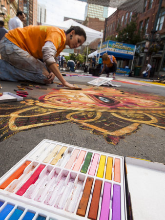 2012 Denver Chalk Art Festival on Larimer Square. Denver, Colorado.のeditorial素材