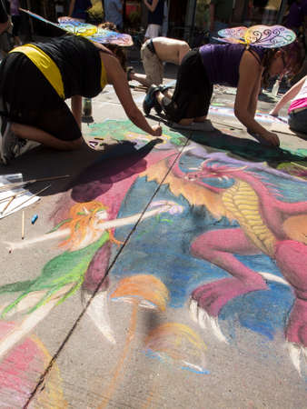 2012 Denver Chalk Art Festival on Larimer Square. Denver, Colorado.のeditorial素材