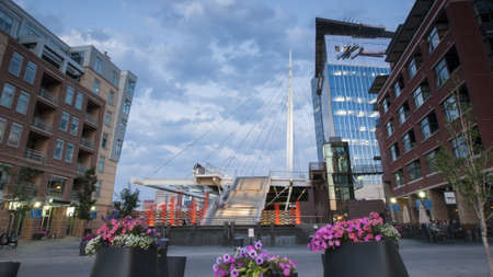 Denver Millennium Bridge at sunset.のeditorial素材