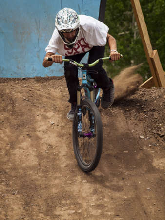 Slopestyle biking at 2012 Summer Teva Mountain Games. Vail, Colorado.のeditorial素材