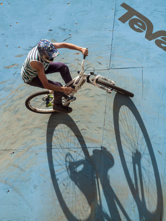 Slopestyle biking at 2012 Summer Teva Mountain Games. Vail, Colorado.