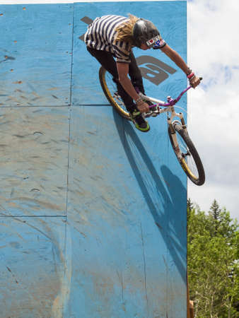 Slopestyle biking at 2012 Summer Teva Mountain Games. Vail, Colorado.のeditorial素材