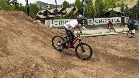 Slopestyle biking at 2012 Summer Teva Mountain Games. Vail, Colorado.