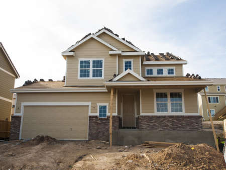 House in suburban development of Denver, Colorado.のeditorial素材