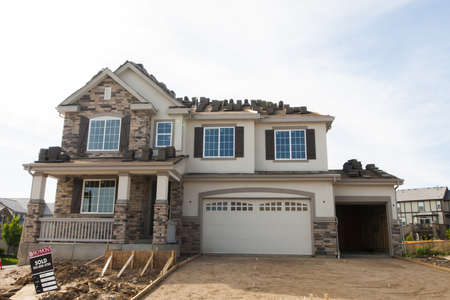 House in suburban development of Denver, Colorado.のeditorial素材