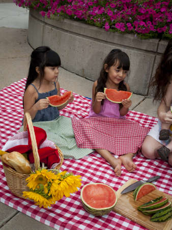 Young family having picnic at the park.の写真素材