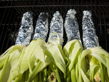 Fresh corn on the grill.の写真素材