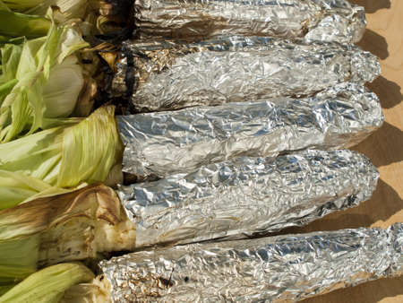 Fresh corn on the grill.の写真素材