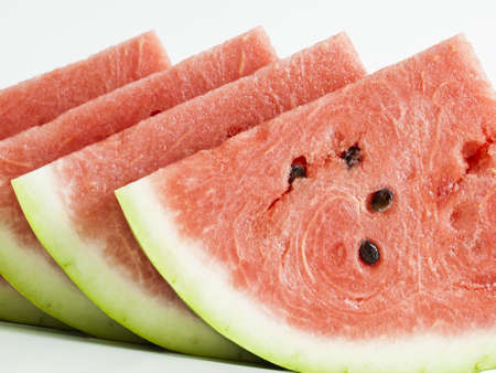 Fresh slices of watermelon on white background.の写真素材