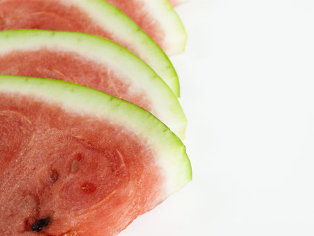 Fresh slices of watermelon on white background.の写真素材