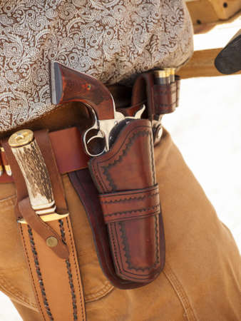 2012 annual match of Colorado Shaketails Cowboy Action Shooting SASS Club.  The firearms used are based on those which existed in the 19th century American West, i.e. lever action rifle, single action revolver, and shotgun.のeditorial素材