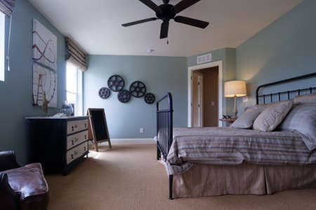 Modern kids room with blue walls.のeditorial素材