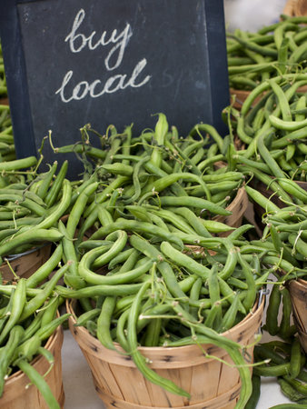 Green beans peppers at the local farmer's market.