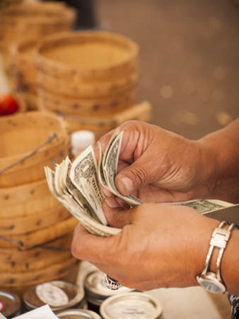 Fresh organic food at the local farmers market. Farmers markets are a traditional way of selling agricultural products.の写真素材