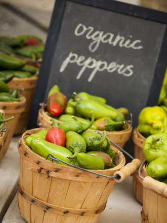 Fresh organic food at the local farmers market. Farmers markets are a traditional way of selling agricultural products.の写真素材