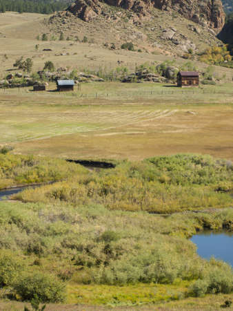Ranch with flyfishing stream in Colorado.のeditorial素材