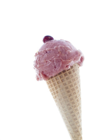 Gourmet sweet orange and cranberry gelato on white background.