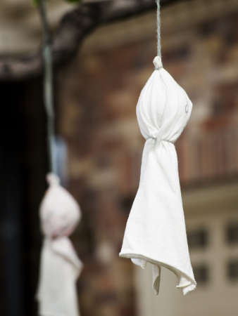 Halloween decorations in the front yard of a house on Halloween.の写真素材