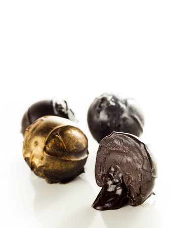 Gourmet champagne truffles derorated for New Year Eve celebration.