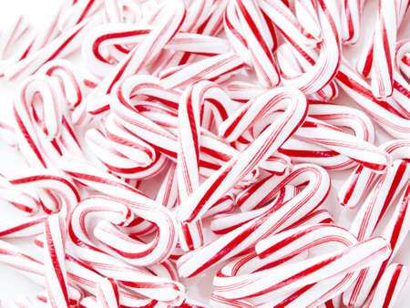 Peppermint candy canes on white background.の写真素材