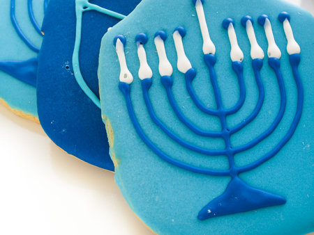 Gourmet cookies decorated for Hanukkah.の写真素材