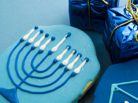 Gourmet cookies decorated for Hanukkah.の写真素材