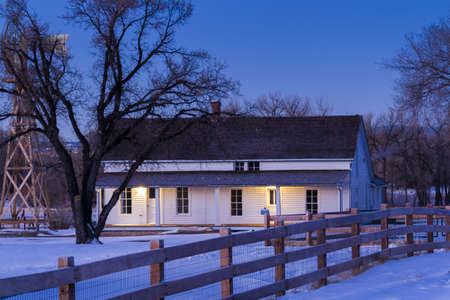 Historical farm house at the 17mile House Farm Park, Colorado.のeditorial素材
