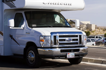 Vacationing in a recreational vehicle in the Carlsbad Caverns National Park.のeditorial素材
