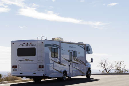 Vacationing in a recreational vehicle in the Carlsbad Caverns National Park.のeditorial素材
