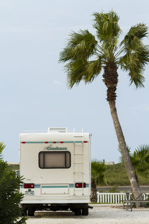 Motorhome campground on South Padre Island, TX.