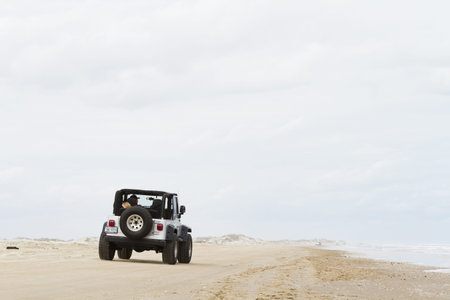 Driving on the beach of South Padre Island, TX.