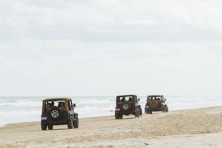 Driving on the beach of South Padre Island, TX.