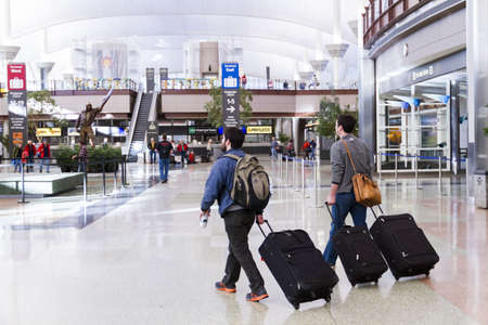 Passengers at the Denver International Airport.のeditorial素材