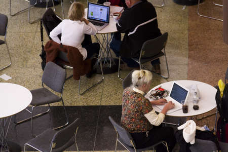 Passengers at the Denver International Airport.のeditorial素材