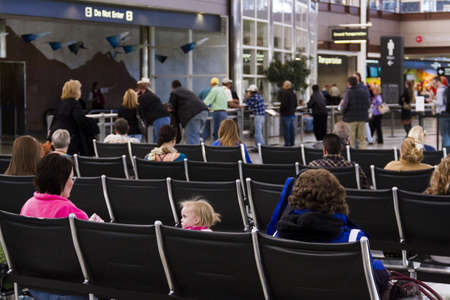 Passengers at the Denver International Airport.のeditorial素材