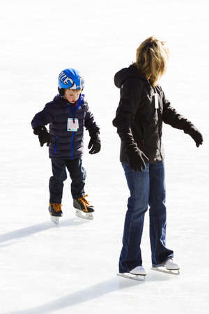 2012-2013 Winter Season. Ice skating on Evergreen Lake, Colorado.のeditorial素材
