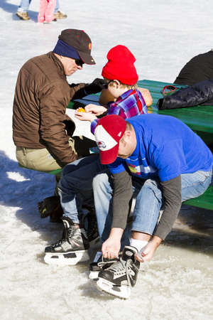 2012-2013 Winter Season. Ice skating on Evergreen Lake, Colorado.のeditorial素材