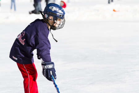 2012-2013 Winter Season. Ice skating on Evergreen Lake, Colorado.のeditorial素材