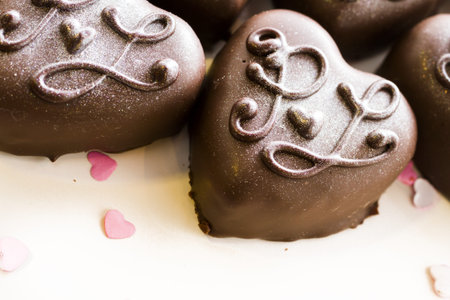 Small chocolates decorated for the wedding party.