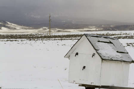 White mail box on the ranch のeditorial素材