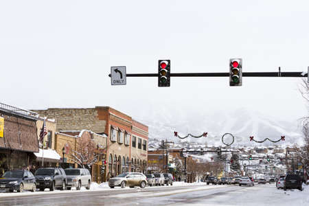 Main street of Stemboat Springs, Colorado.のeditorial素材