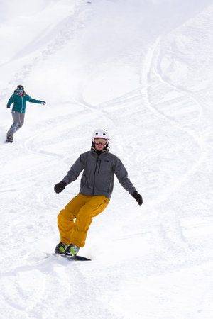 Skiing at Howelsen Hill in Steamboat Springs, Colorado.のeditorial素材