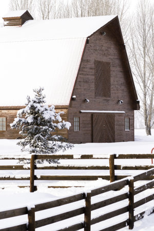 Winter farm in Steamboat Springs, Colorado 