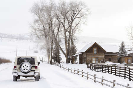 Winter farm in Steamboat Springs, Colorado のeditorial素材
