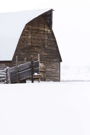 Historic barn in the middle of the winter のeditorial素材
