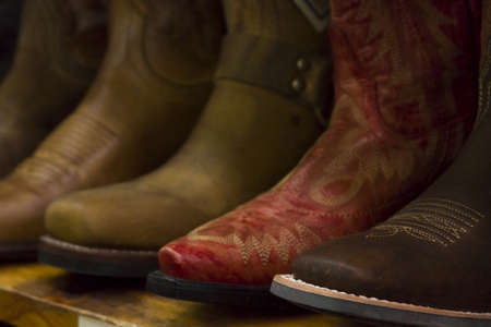 Cowboy boots on dispaly in the store.の写真素材