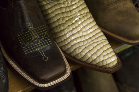 Cowboy boots on dispaly in the store.の写真素材