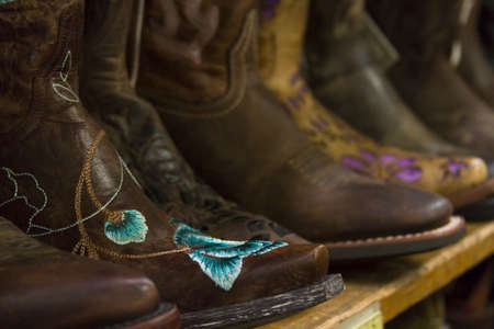 Cowboy boots on dispaly in the store.の写真素材